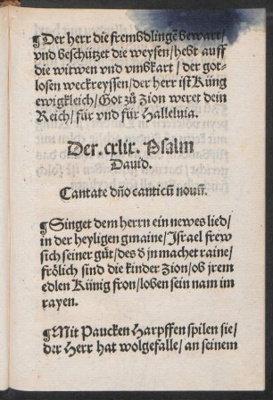 Der .cxlix. Psalm || Dauid. || Cantate d[omin]o canticu[m] nouu[m]. ||