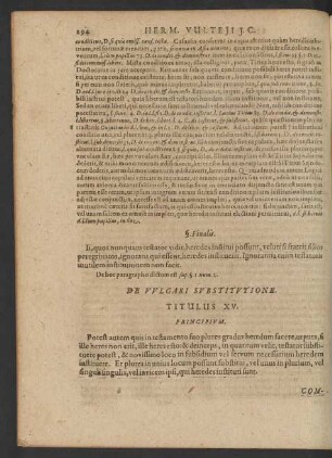 De Vulgari Substitutione. Titulus XV.