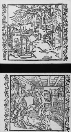 Basel, Ritter vom Turn: Zerstörung von Sodom und Misshandlung der Frau. Buchillustration