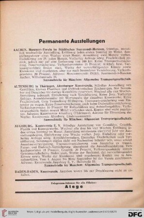 Permanente Ausstellungen
