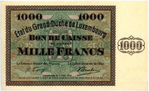 Geldschein, 1.000 Francs, 1.9.1939