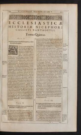 Ecclesiasticae Historiae ... Tomus Quintus.