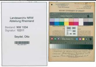 Entnazifizierung Otto Seydel , geb. 06.05.1914 (Baecker)