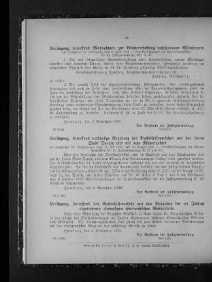 Verfügung, betreffend vorläufige Regelung des Rechtshilfeverkehrs mit der freien Stadt Danzig und mit dem Memelgebiet