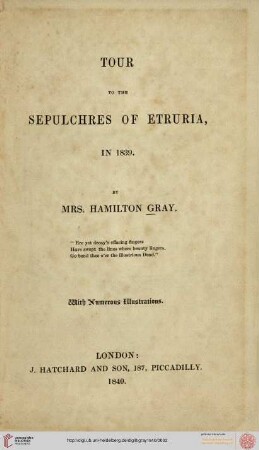 Tour to the sepulchres of Etruria in 1839