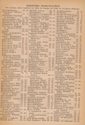 Alphabetisches Inhalts-Verzeichniß