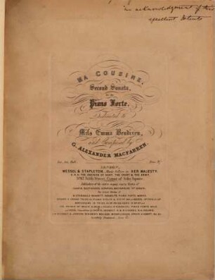 Ma cousine : second sonata for the piano forte