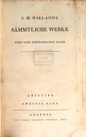 C. M. Wielands Sämmtliche Werke, 34. Aristipp : Zweyter Band