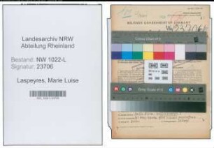 Entnazifizierung Marie Luise Laspeyres , geb. 06.01.1904 (Krankenschwester)