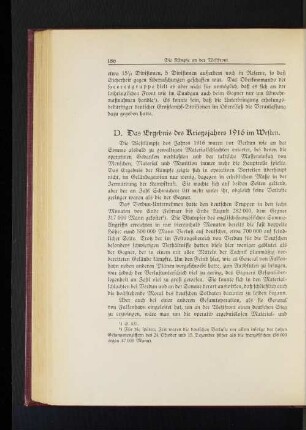 D. Das Ergebnis des Kriegsjahres 1916 im Westen.