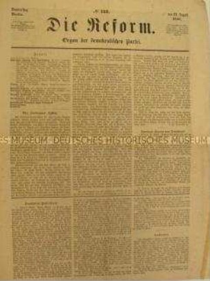 Zeitung: Die Reform. Organ der demokratischen Partei, Nr. 137; Berlin, 31. August 1848