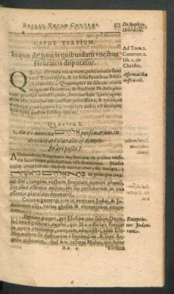 Caput Tertium. In quo de paucis quibusdam vocibus Hebraicis disputatur.