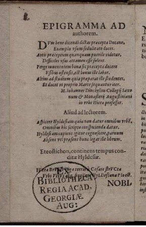 Epigramma ad authorem