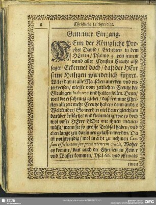 Leichenpredigt : Christliche Leichenpredigt. Gemeiner Eingang. Textus. Explicatio.