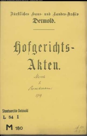 Mesch, Arnd zu Wissentrup gegen Brockmann zu Stadenhausen - Schuldforderung