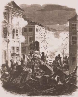 Berlin, Angriff auf die Barrikaden am Alexanderplatz in Berlin am 18. März 1846