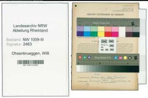 Entnazifizierung Willi Ohsenbrueggen , geb. 15.12.1905 (Arbeiter)