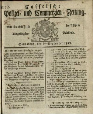 Nr. 72, Sonnabend, den 6ten September 1817