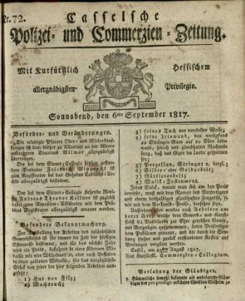Nr. 72, Sonnabend, den 6ten September 1817