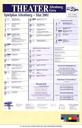 Originaltitel: Theater Altenburg Gera Spielplan Altenburg - Mai 2001