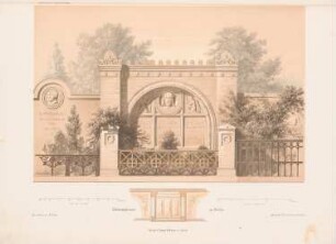 Erbbegräbnis, Berlin: Ansicht, Details (aus: Architektonisches Skizzenbuch, H. 53/5, 1861)