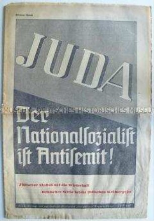 Antisemitischer Sonderdruck der "Chemnitzer Tageszeitung" über den jüdischen Einfluss in der Weltwirtschaft