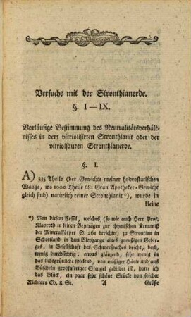 Ueber die neuern Gegenstände der Chymie, 8. Vorzüglich über die Verhältnisse der Stronthian-Erde und quantitative Ordnung der Metalle