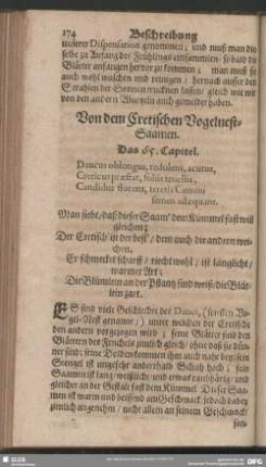 Von dem Cretischen Vogelnest-Saamen. Das 65. Capitel
