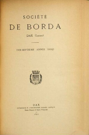 Bulletin de la Société de Borda. 17, 17. 1892