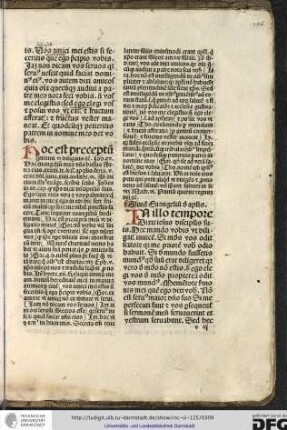 Hoc est... Ante initium illius evangelii scribit sanctus Iohannes in eodem capitulo quod Christus dixit discipulis suis Ego sum vitis...