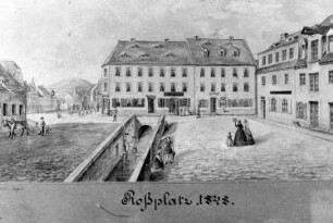 Meißen. Roßplatz mit offenem Mühlgraben, 1848 (Stadtarchiv Meißen)