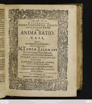 Disputatio Exercitationum Philosophicarum XXVII. De Anima Rationali
