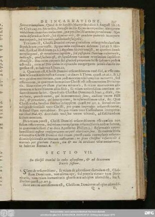 Sectio VII. De Christi Domini coelos ascensione, & ad dexteram Patris sessione.