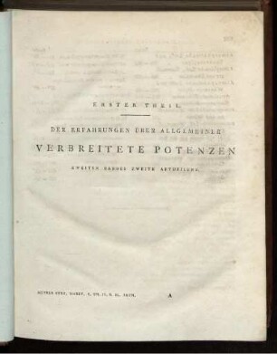 Erster Theil. Der Erfahrungen über allgemeiner verbtreitete Potenzen zweiten Bandes zweite Abtheilung. Atmospärische Luft und Licht, Photometer, Geschichte der Strahlenbrechung, Climatologie, Atmosphärische Luft und Wärme, Ausdehnung der Luft durch Wärme, Aerostat, Leitung der Wärme durch die Luft, Innere Veränderung der Luft ...
