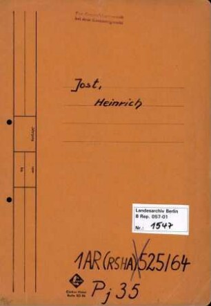 Personenheft Heinrich Jost (*03.05.1913), SS-Obersturmführer