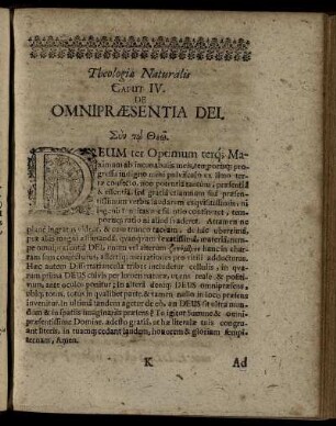 Caput IV. De Omnipræsentia Dei.