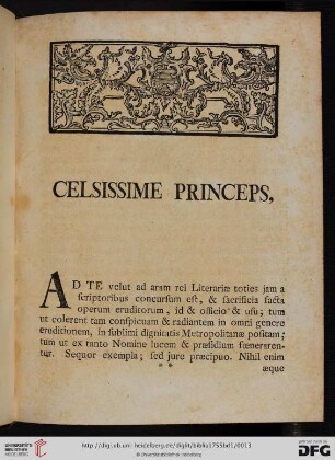 Celsissime Princeps