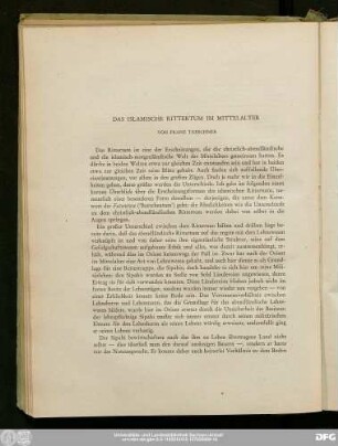 Das Islamische Rittertum Im Mittelalter Von Franz Taeschner
