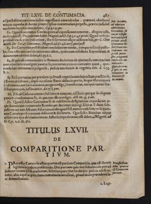Titulus LXVII. De Comparitione Partivm.