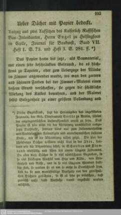 Ueber Dächer mit Papier bedeckt
