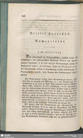 Drittes Hauptstück. Nomenclatur