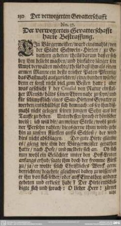 No. 37. Der verwegerten Gevatterschafft harte Bestraffung