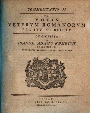 De Votis Vetervm Romanorvm Pro Itv Ac Reditv : Commentatio, 2