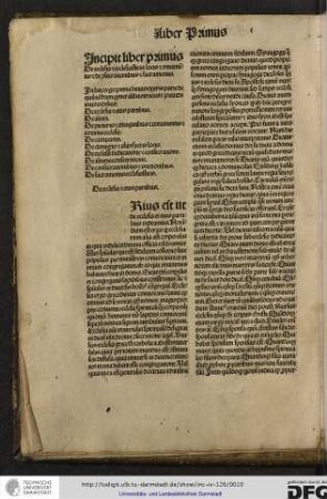 Incipit liber primus de ecclesia et ecclesiasticis locis et ornamentis et de consecrationibus et sacramentis.