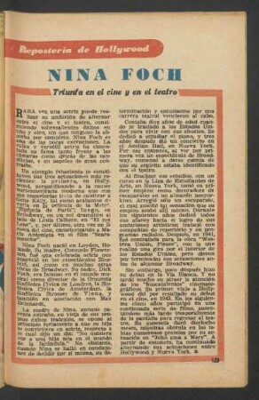 Nina Foch triunfa en el cine y en el teatro