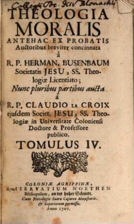 Theologia Moralis, Tomulus IV.