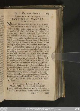 Epistola LXII. Bruxellam. Maximiliano Plowierio.
