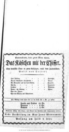 Das Kästchen mit der Chiffer