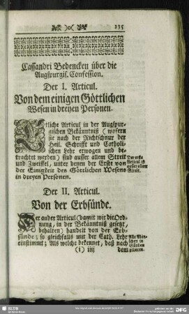 Cassandri Bedencken über die Augspurgis. Confession