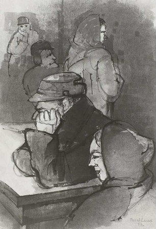 Studienblatt, Menschen in einem Raum : Aquarell, 39,7 x 27,7 cm, bez. u. dat. 1947, Dresden, Kupferstich-Kabinett, SKD